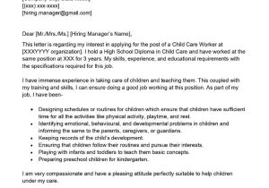 Sample Cover Letter for Resume for Childrens Director Child Care Worker Cover Letter Examples – Qwikresume