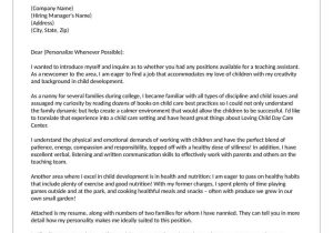 Sample Cover Letter for Resume for Childrens Director Child Care Worker Cover Letter