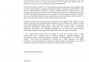 Sample Cover Letter for Resume for High School Student High School Student Cover Letter Example