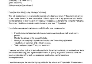 Sample Cover Letter for Resume for It Professional It Specialist Cover Letter Examples – Qwikresume