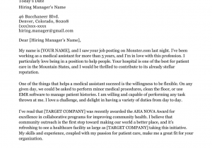 Sample Cover Letter for Resume for Medical assistant Medical assistant Cover Letter Sample