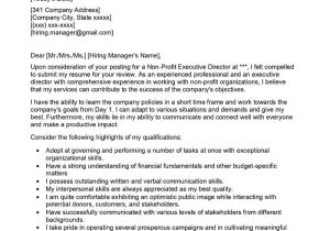 Sample Cover Letter for Resume for Non Profit Position Non Profit Executive Director Cover Letter Examples – Qwikresume