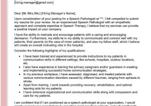 Sample Cover Letter for Resume for Speech Language Pathologist Speech Pathologist Cover Letter Examples – Qwikresume