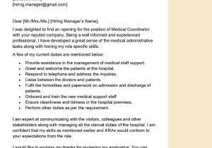 Sample Cover Letter for Resume In Medical Field Medical Coordinator Cover Letter Examples – Qwikresume