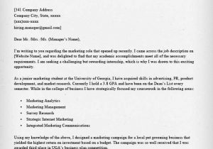 Sample Cover Letter for Resume Internship Internship Cover Letter Sample