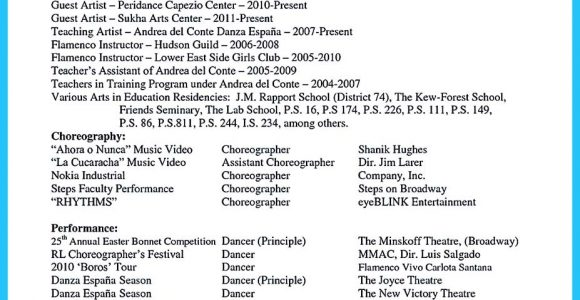 Sample Dance Resume for College Application the Best and Impressive Dance Resume Examples Collections