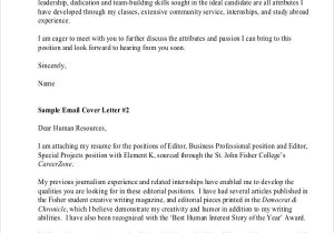 Sample Email Cover Letter for Sending Resume Free 6 Sample Resume Cover Letter formats In Pdf