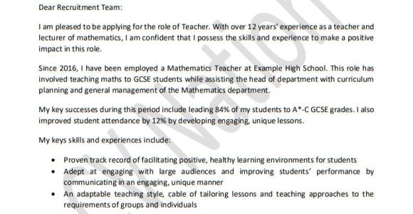 Sample Email for Job Application with Resume for Teacher 3 Great Teacher Cover Letter Examples (lancarrezekiqwriting Guide) â Cv Nation