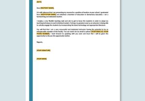 Sample Email for Job Application with Resume for Teacher Application Letter for Teacher Job for Fresher Template – Google …