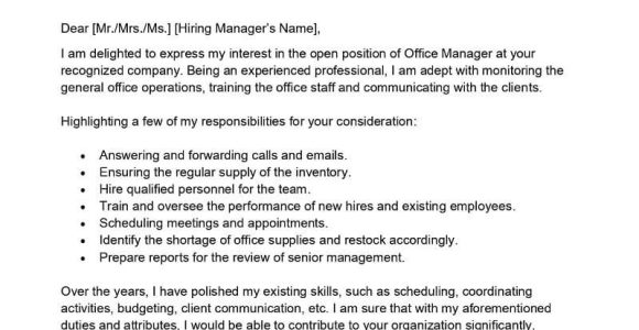 Sample Email for Office Manager with Resume Office Manager Cover Letter Examples – Qwikresume