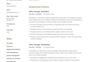 Sample Email for Office Manager with Resume Office Manager Resume & Guide 12 Samples Pdf 2021