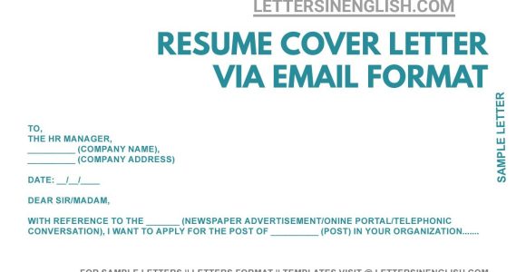 Sample Email for Sending Resume for Texhies Cover Letter for Resume â Cover Letter Sending Resume Via Email