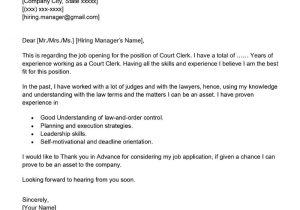Sample Email Sending Resume to Judge Court Clerk Cover Letter Examples – Qwikresume