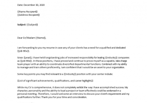 Sample Email to Potential Employer with Resume Letter to Potential Employer