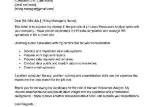 Sample Email to Send Resume for Hr Job Human Resources Analyst Cover Letter Examples – Qwikresume
