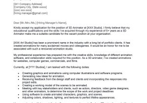 Sample Email to Send Resume to Film Company 3d Animator Cover Letter Examples – Qwikresume