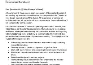 Sample Email to Send Resume to Film Company Art Director Cover Letter Examples – Qwikresume