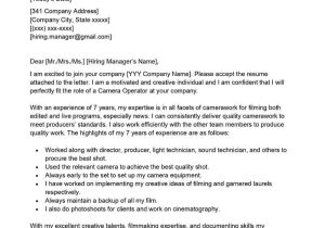 Sample Email to Send Resume to Film Company Camera Operator Cover Letter Examples – Qwikresume