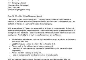 Sample Email to Send Resume to Film Company Camera Operator Cover Letter Examples – Qwikresume