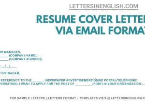 Sample Email to Submit Resume and Cover Letter Cover Letter for Resume â Cover Letter Sending Resume Via Email