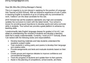 Sample English Language Arts Teacher Resume Language Arts Teacher Cover Letter Examples – Qwikresume