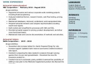 Sample Entry Level Actuarial Science Resume Actuarial Intern Resume Samples