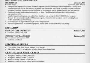 Sample Entry Level Actuarial Science Resume Actuary Resume