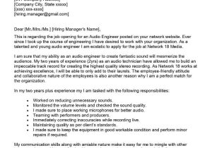 Sample Entry Level Audio Engineer Resume Audio Engineer Cover Letter Examples – Qwikresume