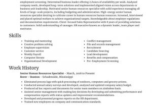 Sample Federal Human Resources Specialist Resume Senior Human Resources Specialist Resume Generator & Example