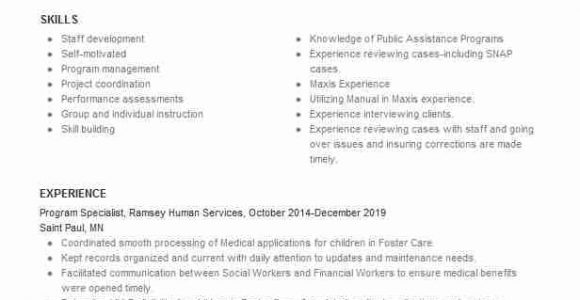 Sample Federal Resume for Program Specialist Program Specialist Resume Example Administration for