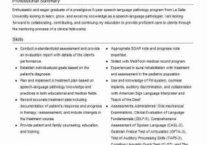 Sample Graduate School Resume Speech Language Pathology Speech Language Pathology Graduate Student Intern Resume