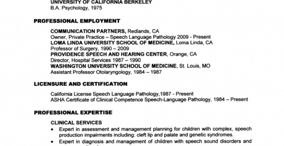 Sample Graduate School Resume Speech Language Pathology Speech therapist Cover Letter School Based Slp Resume