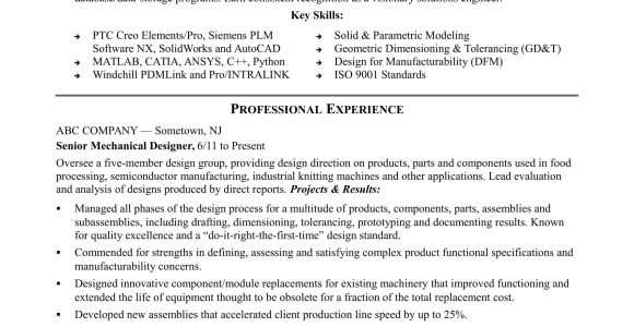 Sample Hardware Design Engineer Resume Objective Sample Resume for An Experienced Mechanical Designer Monster.com