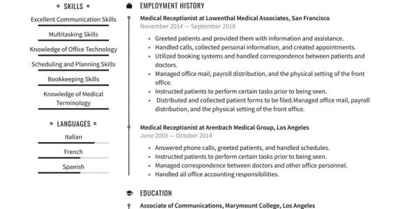 Sample Health Club Front Desk Resume Medical Receptionist Resume Examples & Writing Tips 2022 (free Guide)