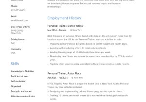 Sample Health Club Front Desk Resume Personal Trainer Resume & Guide   12 Resume Examples Pdf 2020