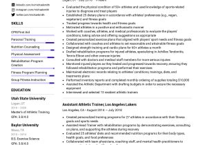 Sample High School Basketball Player Resume athletic Trainer Resume Example & Writing Tips for 2022