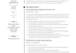 Sample Home Health Aide Resume Objective Home Health Aide Resume Guide 12 Examples Pdf
