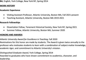 Sample Honors and Awards On Resume Curriculum Vitae (cv) Template and Writing Tips