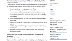 Sample Hr Manager Resume Employee Relations 17 Human Resources Manager Resumes & Guide 2020