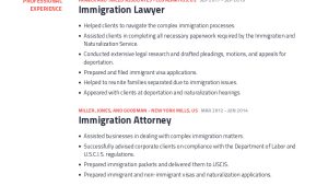 Sample Immigrant Resume for Opprtunity In Us Workforce Immigration Lawyer Resume Example with Content Sample Craftmycv