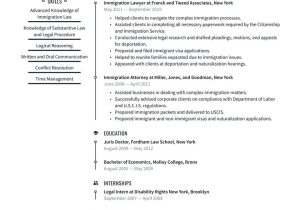 Sample Immigrant Resume for Opprtunity In Us Workforce Immigration Lawyer Resume Example & Writing Guide Â· Resume.io