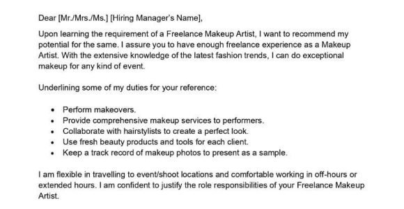 Sample Makeup Artist Resume Cover Letter Freelance Makeup Artist Cover Letter Examples – Qwikresume