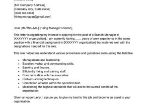 Sample Manager Cover Letter for Resume Branch Manager Cover Letter Examples – Qwikresume