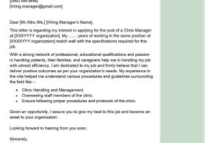 Sample Manager Cover Letter for Resume Clinic Manager Cover Letter Examples – Qwikresume