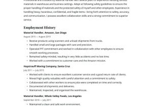 Sample Material Handler Resume Job Description Material Handler Resume Example & Writing Guide Â· Resume.io
