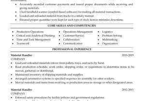 Sample Material Handler Resume Job Description Material Handler Resume with Job Description Sample Resumegets