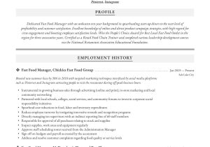 Sample Mcdonald S assistant Manager Resume Fast Food Manager Resume & Writing Guide  12 Examples 2022