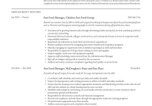 Sample Mcdonald S assistant Manager Resume Fast Food Manager Resume & Writing Guide  12 Examples 2022