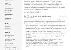 Sample Mcdonald S assistant Manager Resume Fast Food Manager Resume & Writing Guide  12 Examples 2022