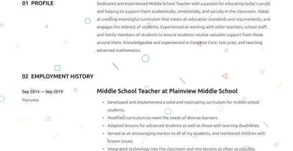 Sample Middl School Resume for Teachers Middle School Teacher Resume Example & Writing Guide Â· Resume.io